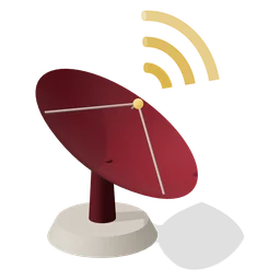 Icon: a satellite dish sending radio waves