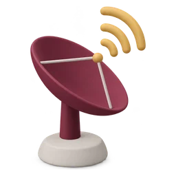 Icon: a satellite dish sending radio waves